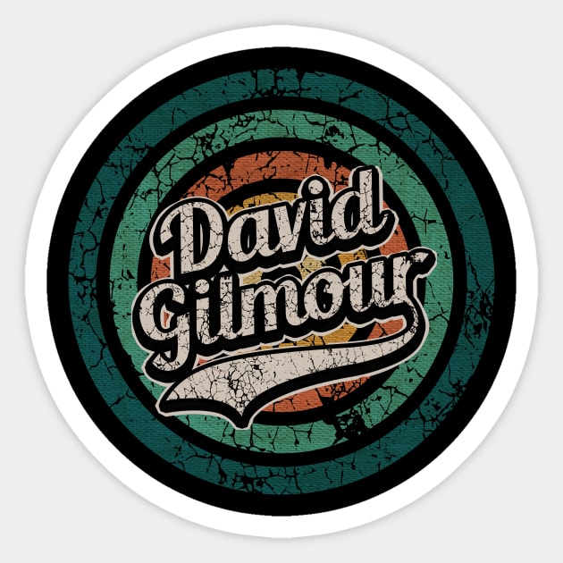 David Gilmour // Retro Circle Crack Vintage Sticker by People Mask